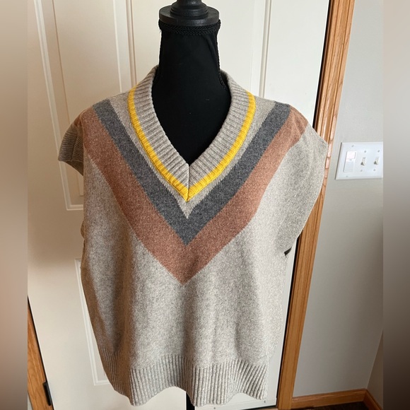 Fate Sweaters - New Fate women’s gray 80% wool v neck chevron oversized sweater vest. Size small